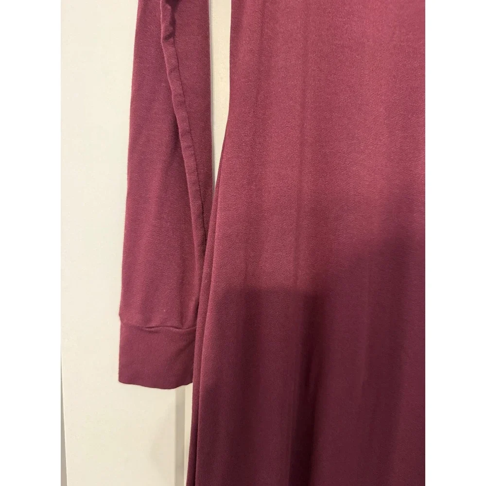 AFRM Burgundy Long Sleeve Crew Neck Jersey Knit Maxi Dress L Minimalist Grunge - Picture 3 of 8